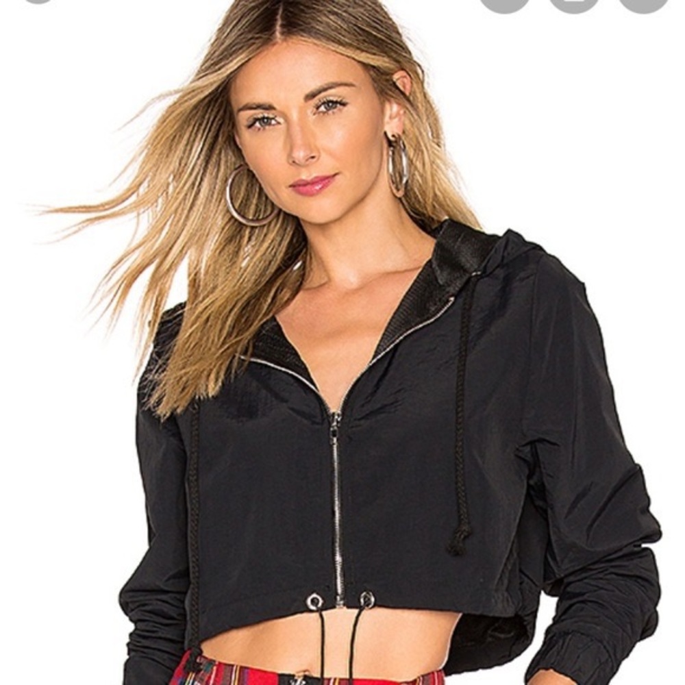 Danielle Guizio Nylon Cropped Drawstring Jacket
